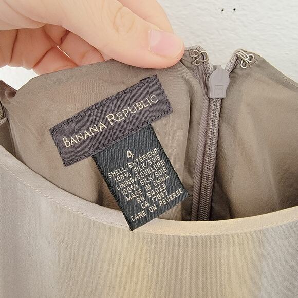 Banana Republic Silk Slip Dress Pastel Neutral Midi Size 4 - Picture 8 of 8